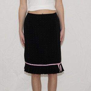 Vintage 90s pleated midi skirt black and pink with bow size 8 K.C. Spencer